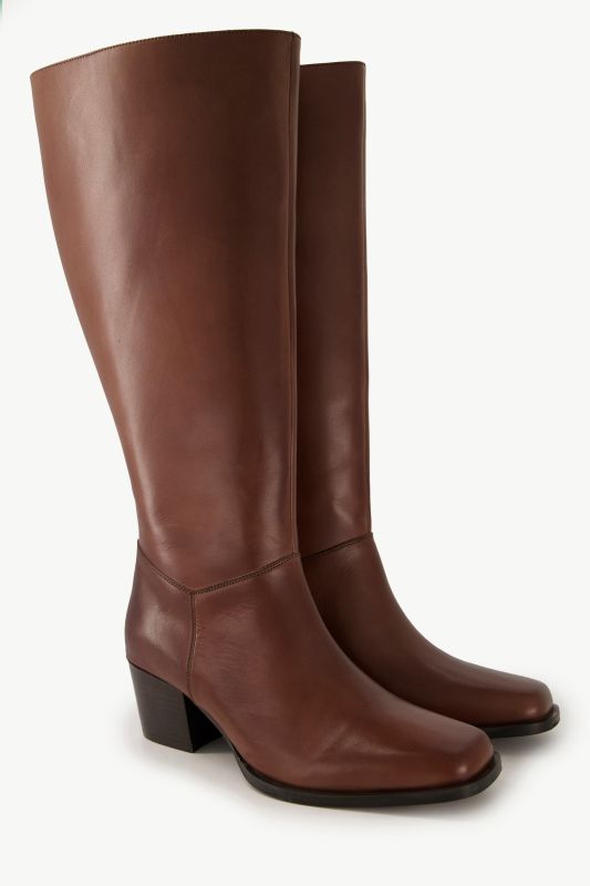 Bottes en cuir tige XXL, empiècement élastique -largeur H