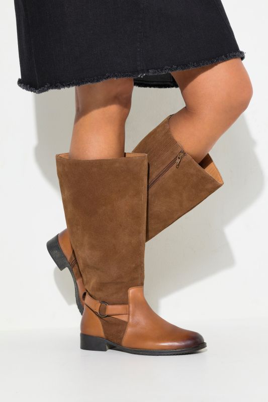 Bottes en cuir, semelle de propreté amovible - tige XXL et largeur H