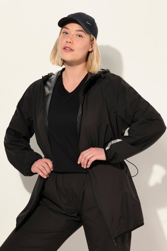 Veste de pluie imperméable, avec fermeture à glissière à double sens et pochette de rangement