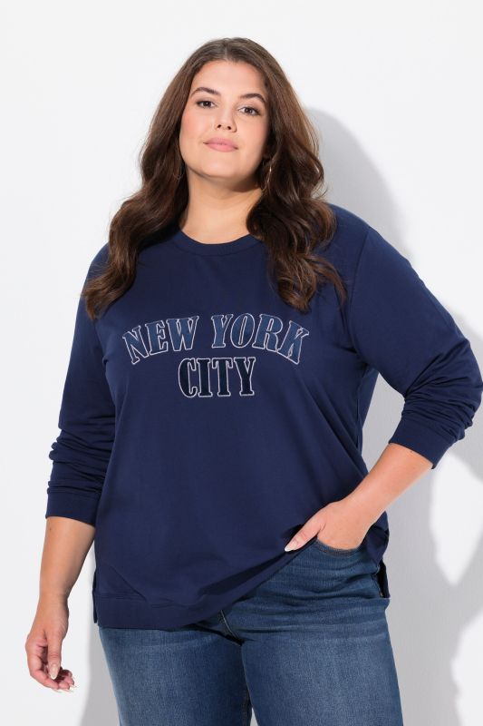 Pull en molleton col en V et manches longues, broderies