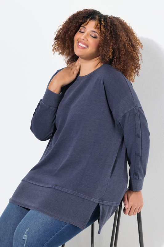 Sweat-shirt oversize, col rond et manches longues, effet de superposition