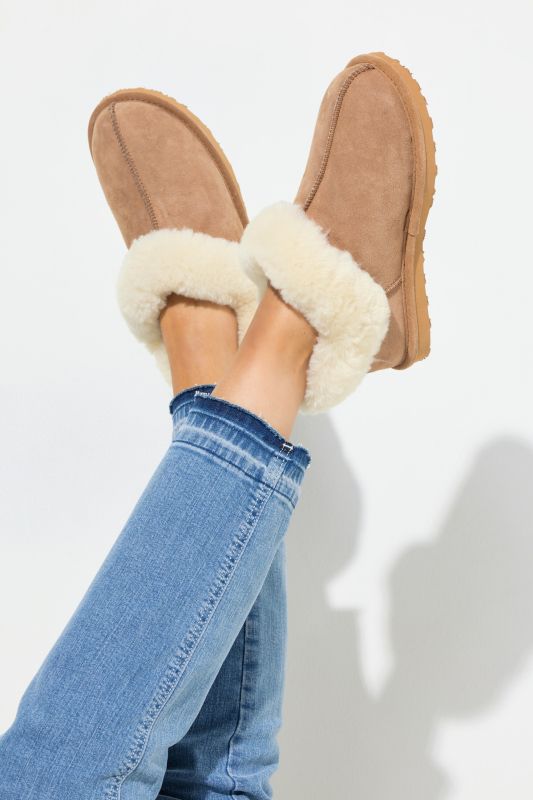 Chaussures en cuir d'agneau suédé, doublure en peau d'agneau