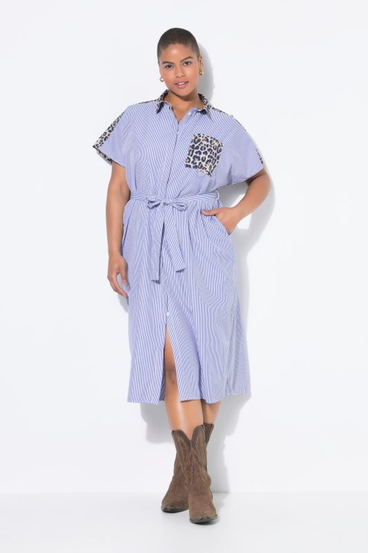 Robe chemisier oversize, écusson léopard