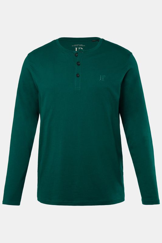 T-shirt Henley JP 1880, coupe Basic, manches longues et patte de boutonnage - jusqu'au 8 XL