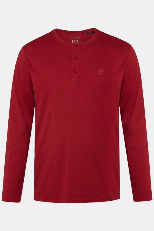 T-shirt Henley JP 1880, coupe Basic, manches longues et patte de boutonnage - jusqu'au 8 XL