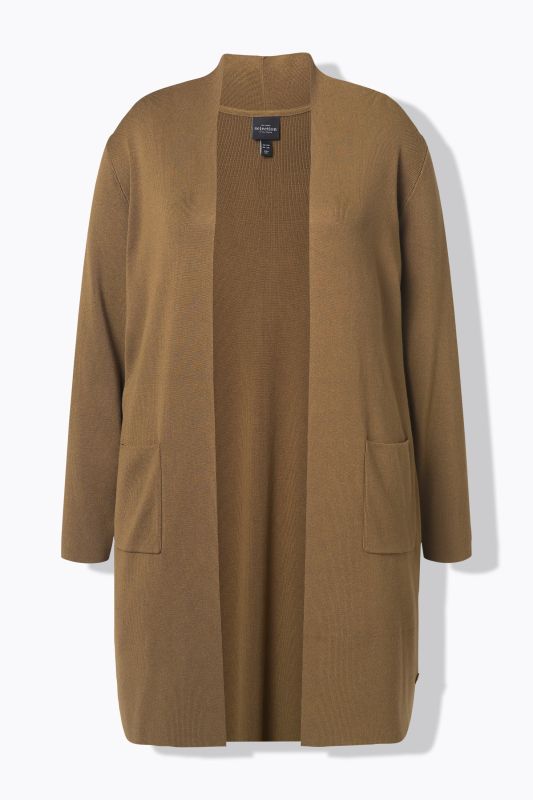Cardigan coupe ouverte et longue, en maille fine et douce
