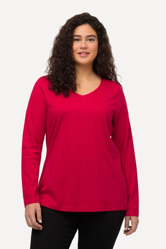 T-shirt col en V et manches longues, coupe Slim Fit