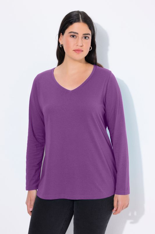 T-shirt col en V et manches longues, coupe Slim Fit