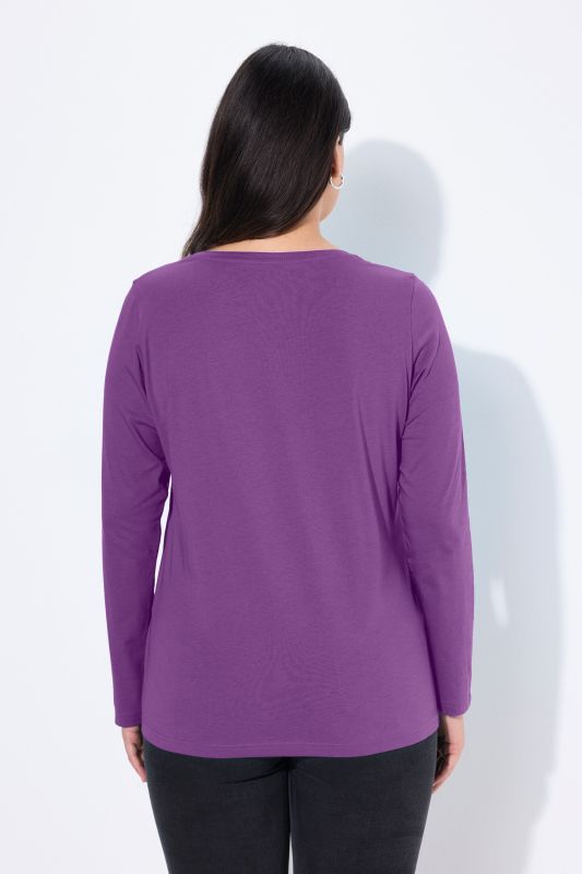 T-shirt col en V et manches longues, coupe Slim Fit