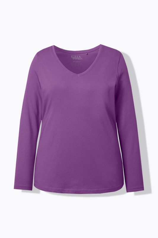 T-shirt col en V et manches longues, coupe Slim Fit
