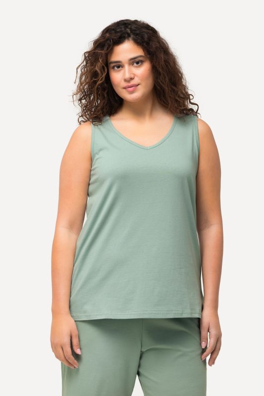 Débardeur en pur coton, col en V, coupe Classic Fit