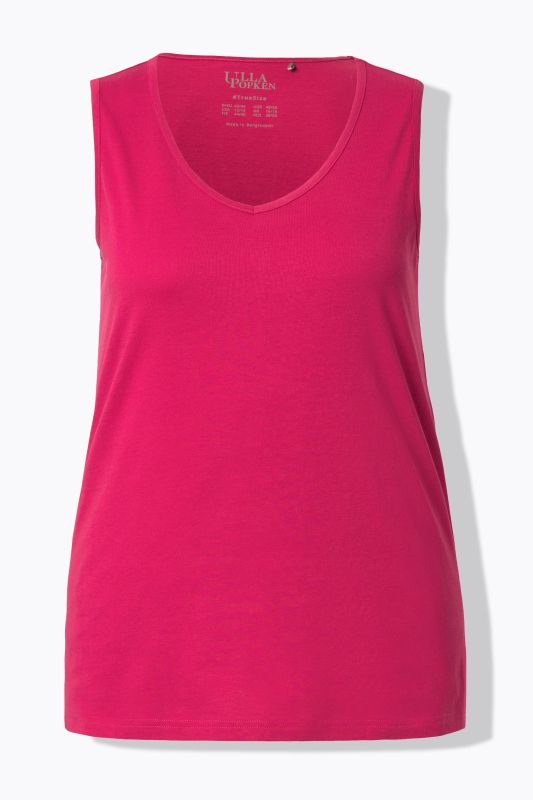 Débardeur en pur coton, col en V, coupe Classic Fit