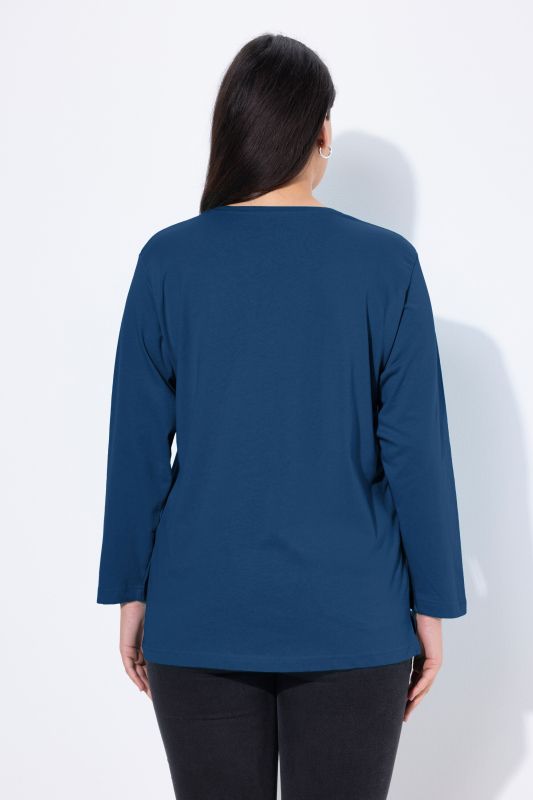 T-shirt coupe Relaxed Fit, col en V et manches longues