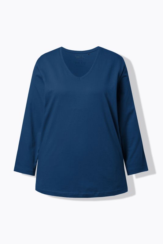 T-shirt coupe Relaxed Fit, col en V et manches longues