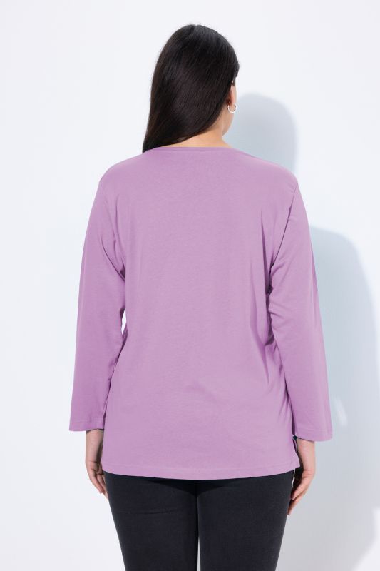 T-shirt coupe Relaxed Fit, col en V et manches longues
