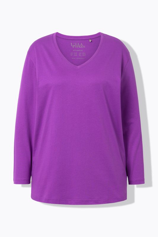 T-shirt coupe Relaxed Fit, col en V et manches longues
