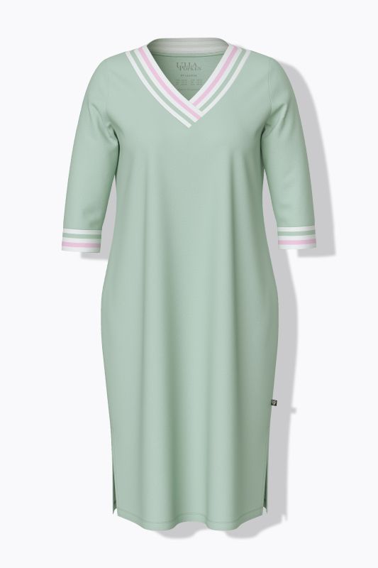 Chemise de nuit avec bordure fantaisie – col en V et manches 3/4
