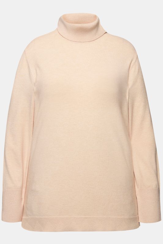 Pull à col roulé, manches longues avec larges bords-côtes