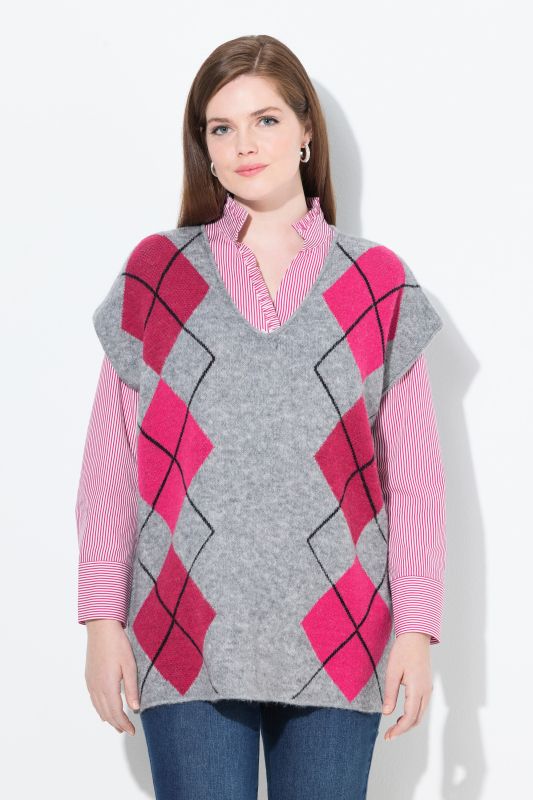 Pull sans manches à col en V et fentes sur les côtés