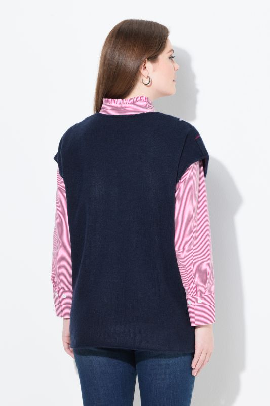 Pull sans manches à col en V et fentes sur les côtés