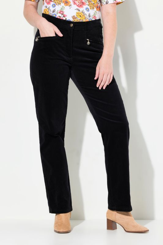 Pantalon en velours côtelé Mony, taille confortable, poches zippées