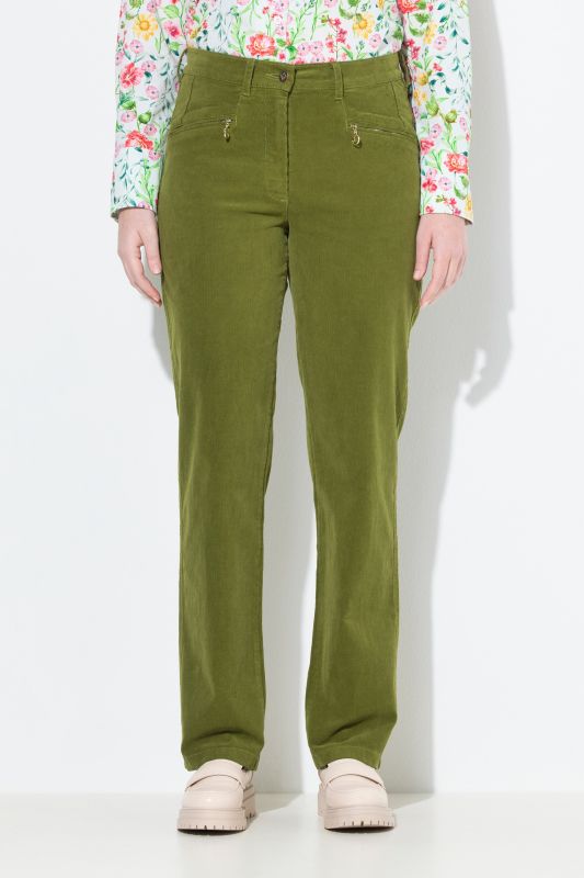 Pantalon en velours côtelé Mony, taille confortable, poches zippées