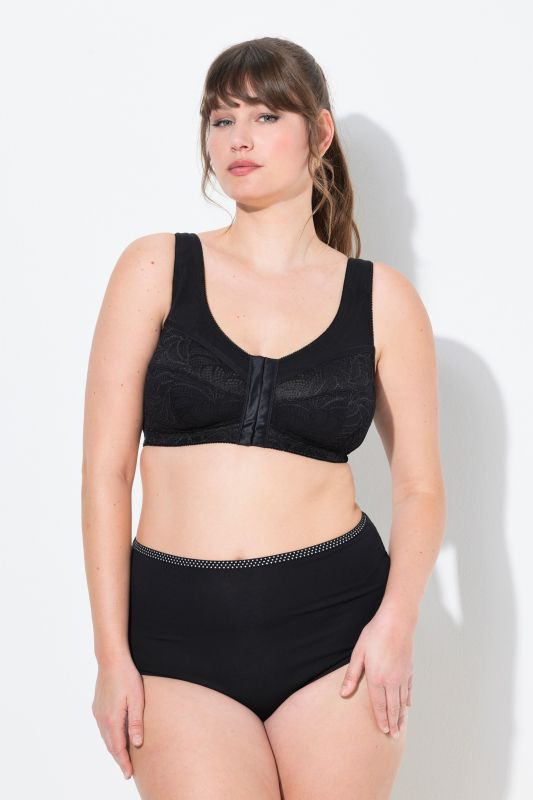 Soutien-gorge de maintien, sans armatures. Fermeture sur l’avant. Bonnet C-F.