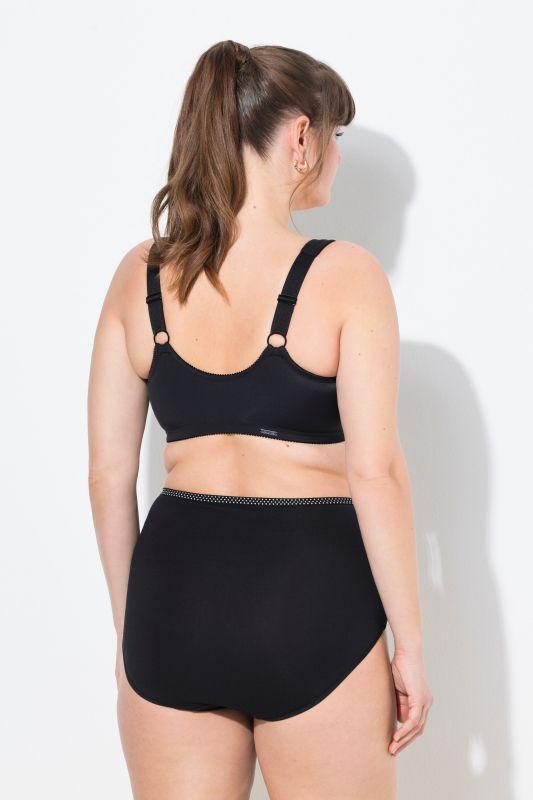 Soutien-gorge de maintien, sans armatures. Fermeture sur l’avant. Bonnet C-F.