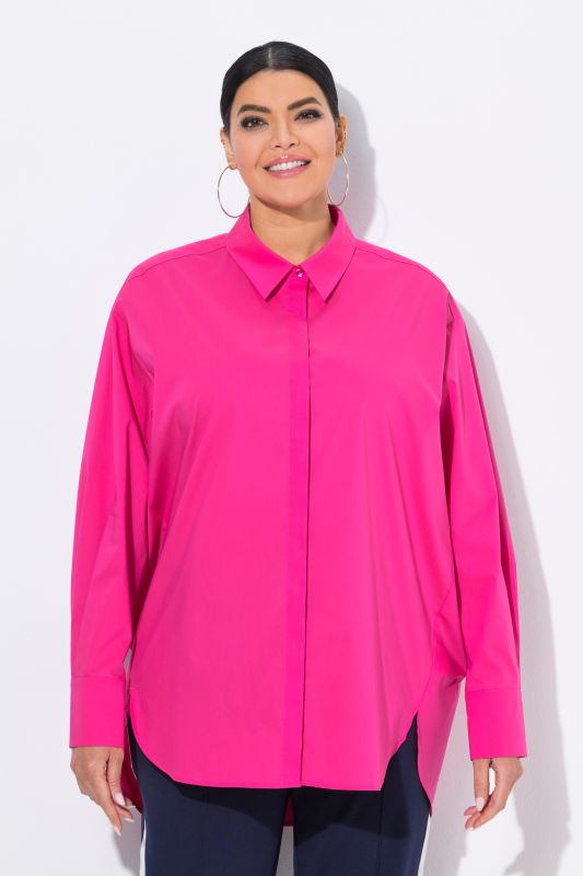 Chemisier oversize à manches longues et boutons en nacre