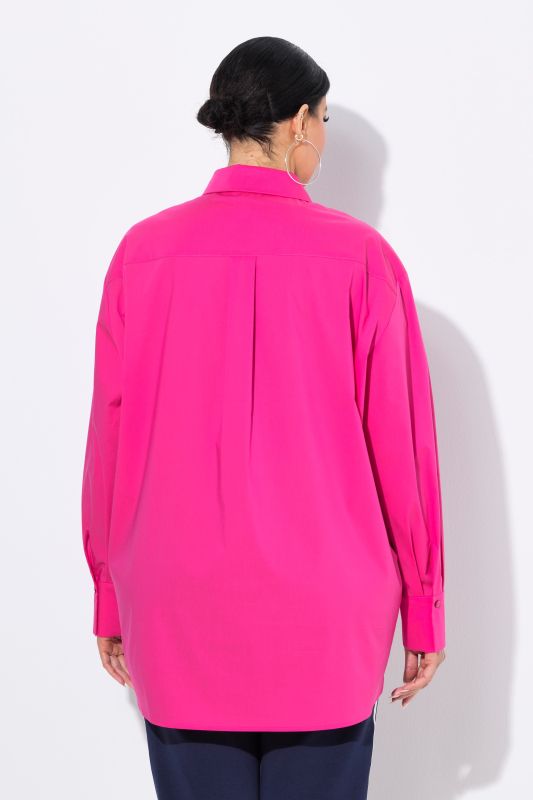 Chemisier oversize à manches longues et boutons en nacre