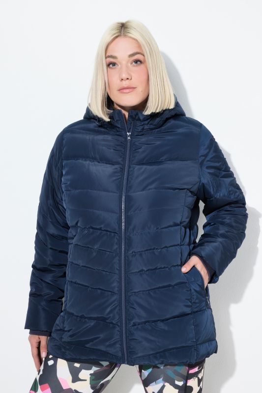 Veste matelassée imperméable à capuche et poches zippées, ligne en A