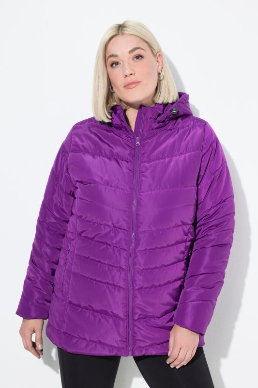 Veste matelassée imperméable à capuche et poches zippées, ligne en A