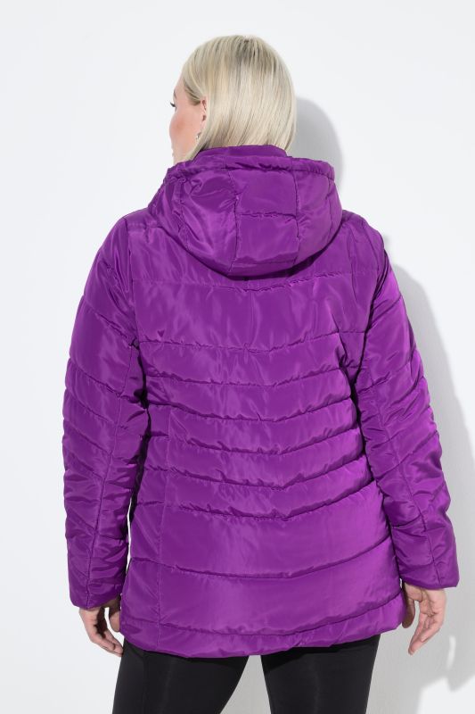 Veste matelassée imperméable à capuche et poches zippées, ligne en A