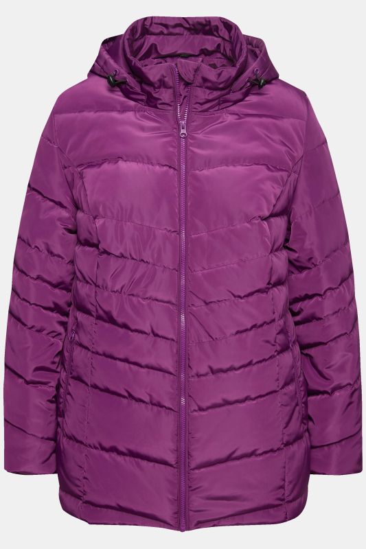 Veste matelassée imperméable à capuche et poches zippées, ligne en A