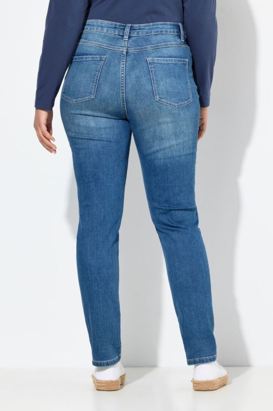 Jean effet ventre plat, taille haute, 5 poches, super stretch
