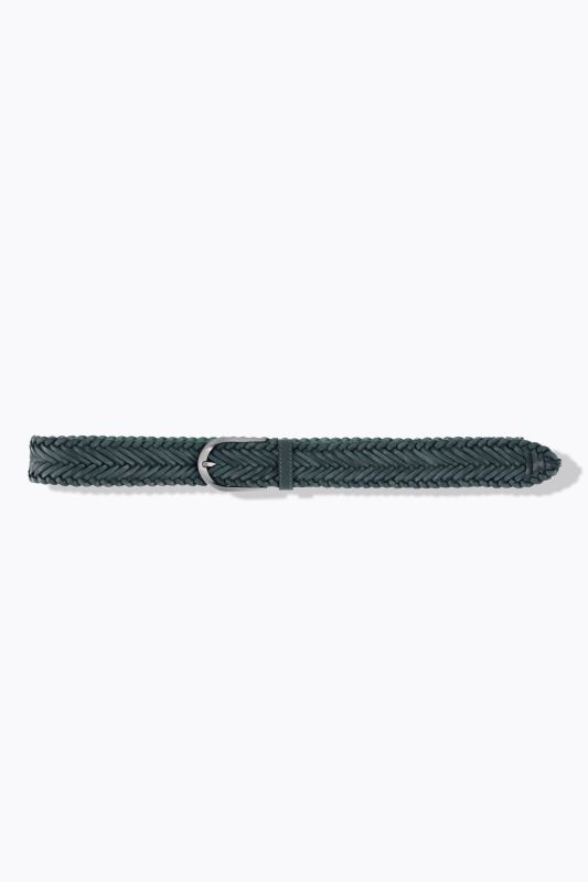 Ceinture en cuir véritable, effet tressé, boucle en métal