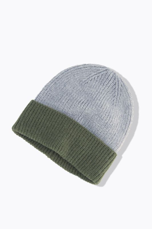Bonnet en maille côtelée douce, revers de couleur contrastante