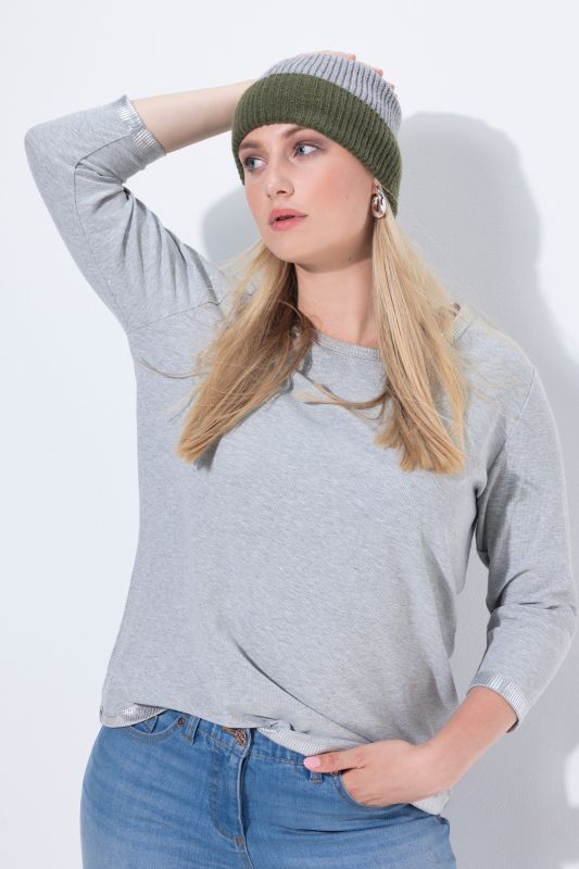 Bonnet en maille côtelée douce, revers de couleur contrastante