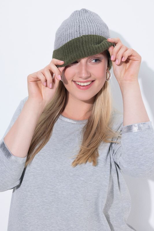 Bonnet en maille côtelée douce, revers de couleur contrastante