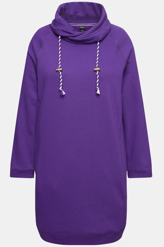 Robe en molleton avec poches, col montant et manches longues