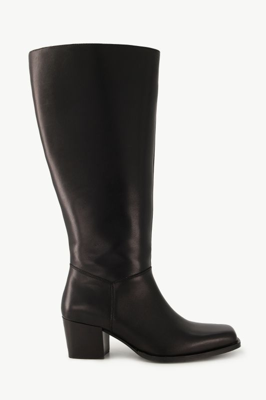 Bottes en cuir tige XL, empiècement élastique - largeur H