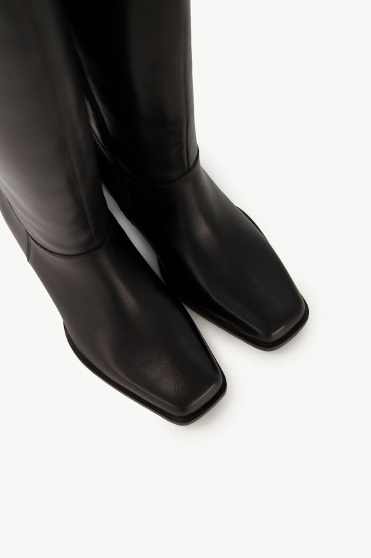Bottes en cuir tige XL, empiècement élastique - largeur H