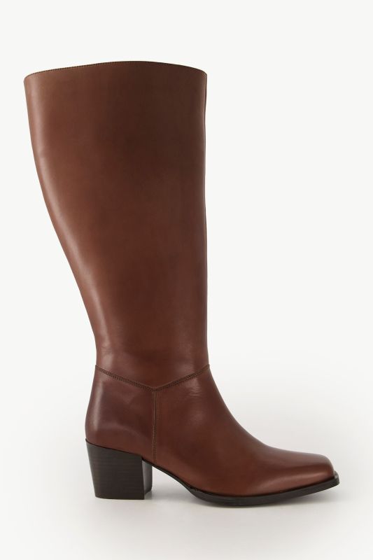 Bottes en cuir tige XL, empiècement élastique - largeur H