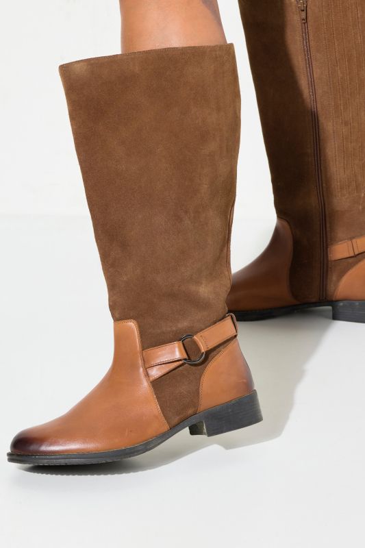 Bottes en cuir, semelle de propreté amovible - tige XXL et largeur H