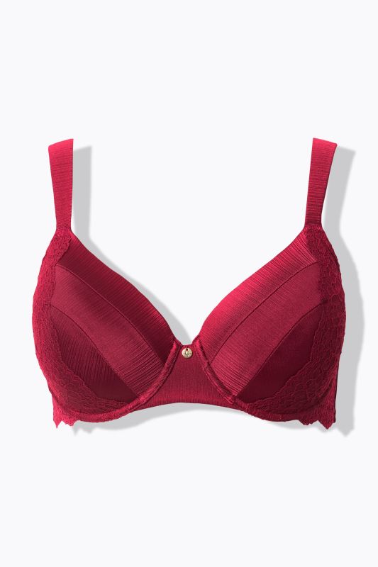 Soutien-gorge à armatures, avec bonnets souples. Satin et dentelle. Bonnet B-F.