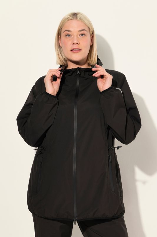 Veste de pluie imperméable, avec fermeture à glissière à double sens et pochette de rangement