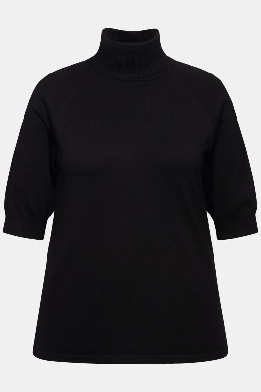 Pull à col roulé, manches 3/4 raglan et bords-côtes