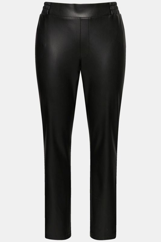 Pantalon en simili-cuir, matière stretch et taille élastique. Coupe Slim Fit.