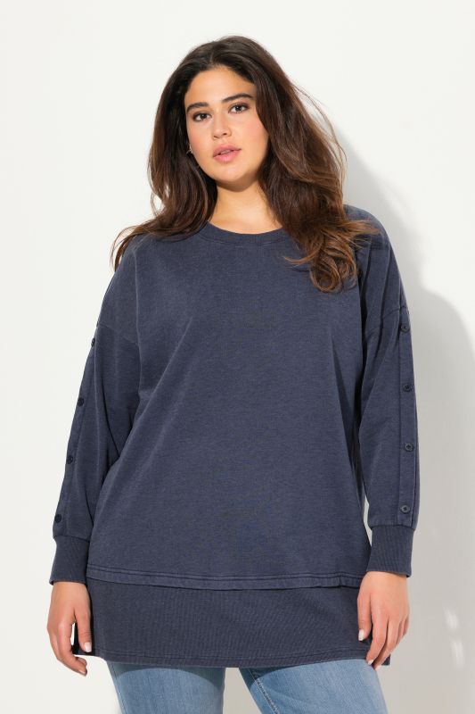 Sweat-shirt oversize, col rond et manches longues, effet de superposition