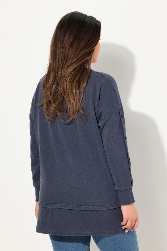 Sweat-shirt oversize, col rond et manches longues, effet de superposition